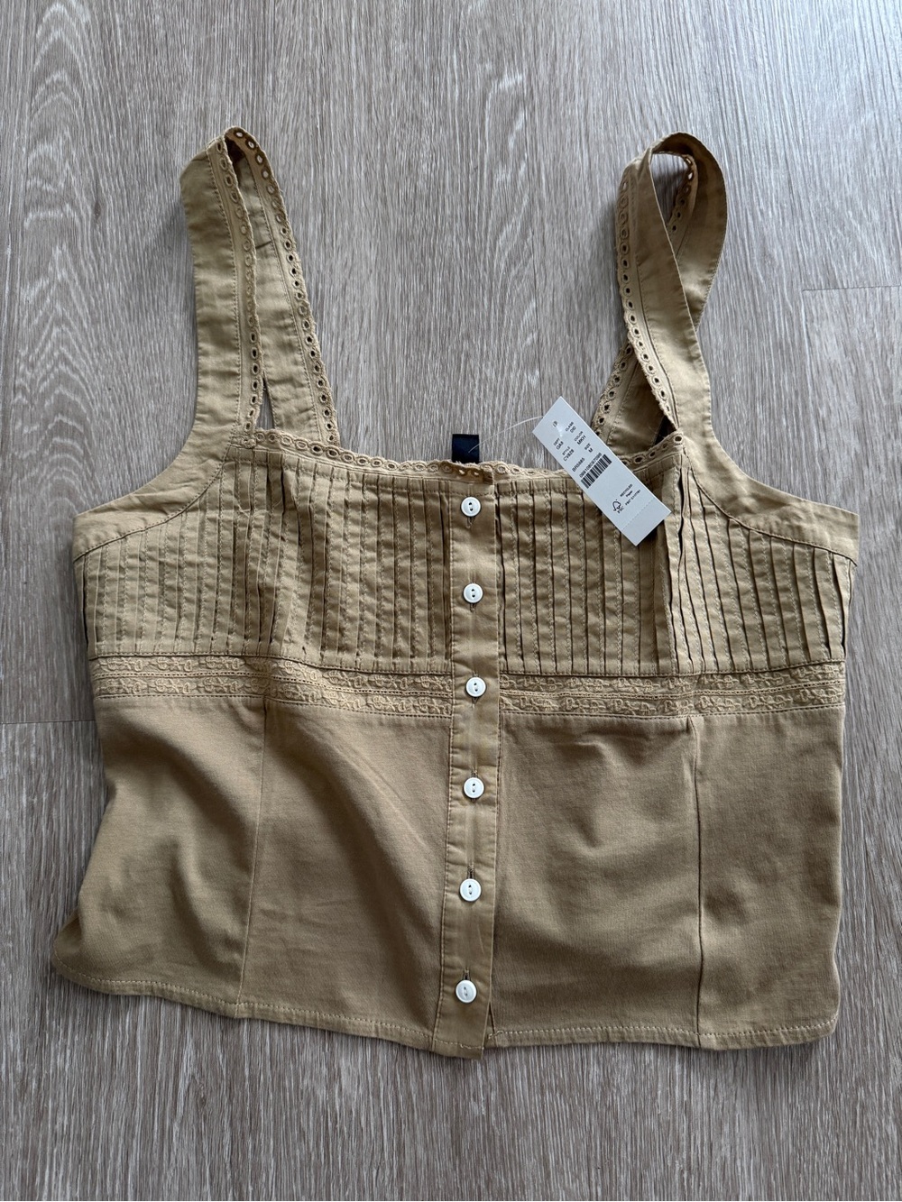 J Crew Tan Khaki Camisole Pintuck Tank NWT